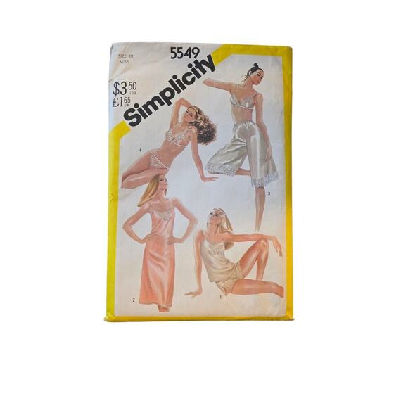 Simplicity Misses Bias Slip or Camisole Bra Panties Bikini Culottes Slip Uncut - Picture 1 of 2